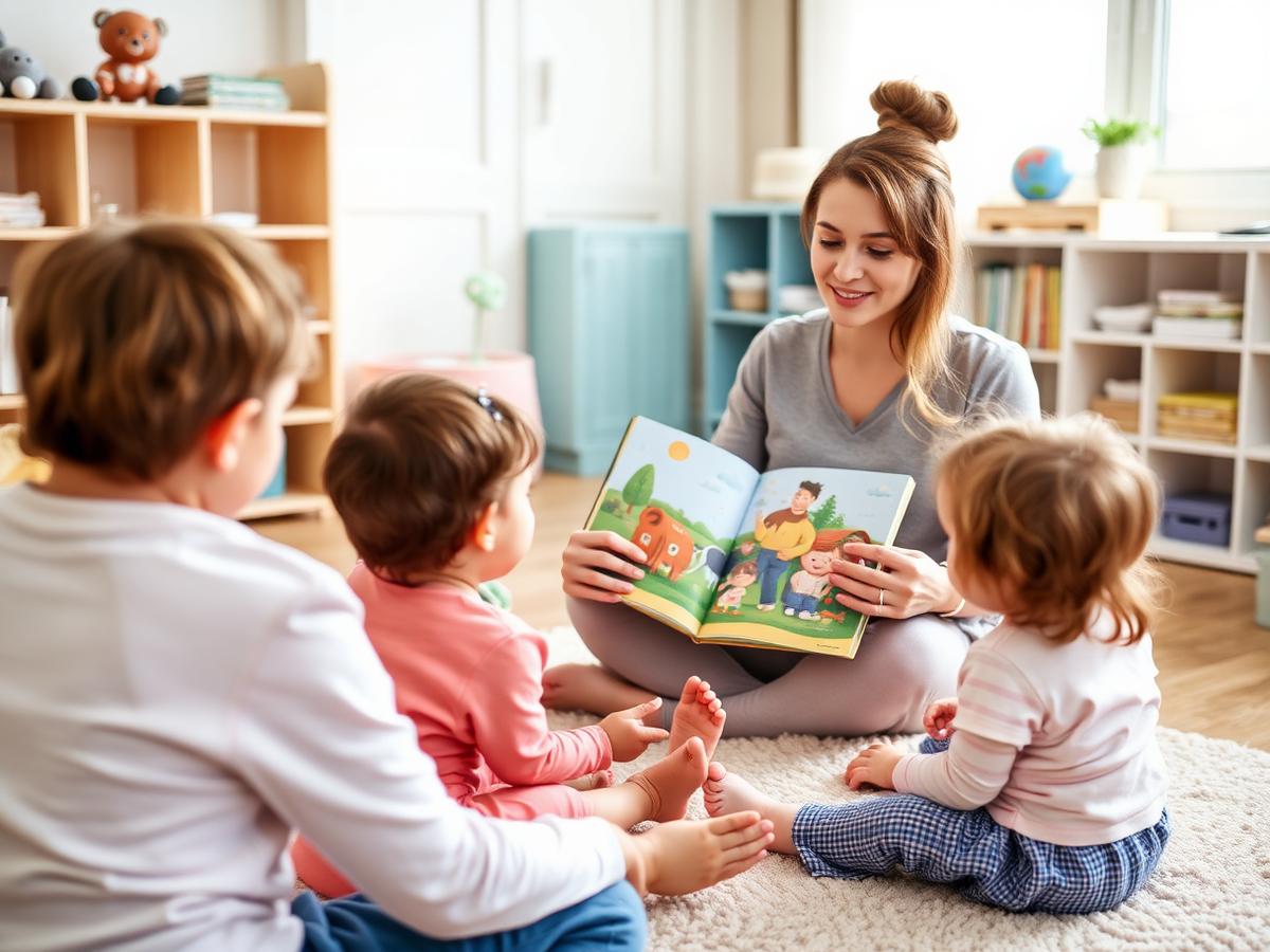 A practitioner reading to children